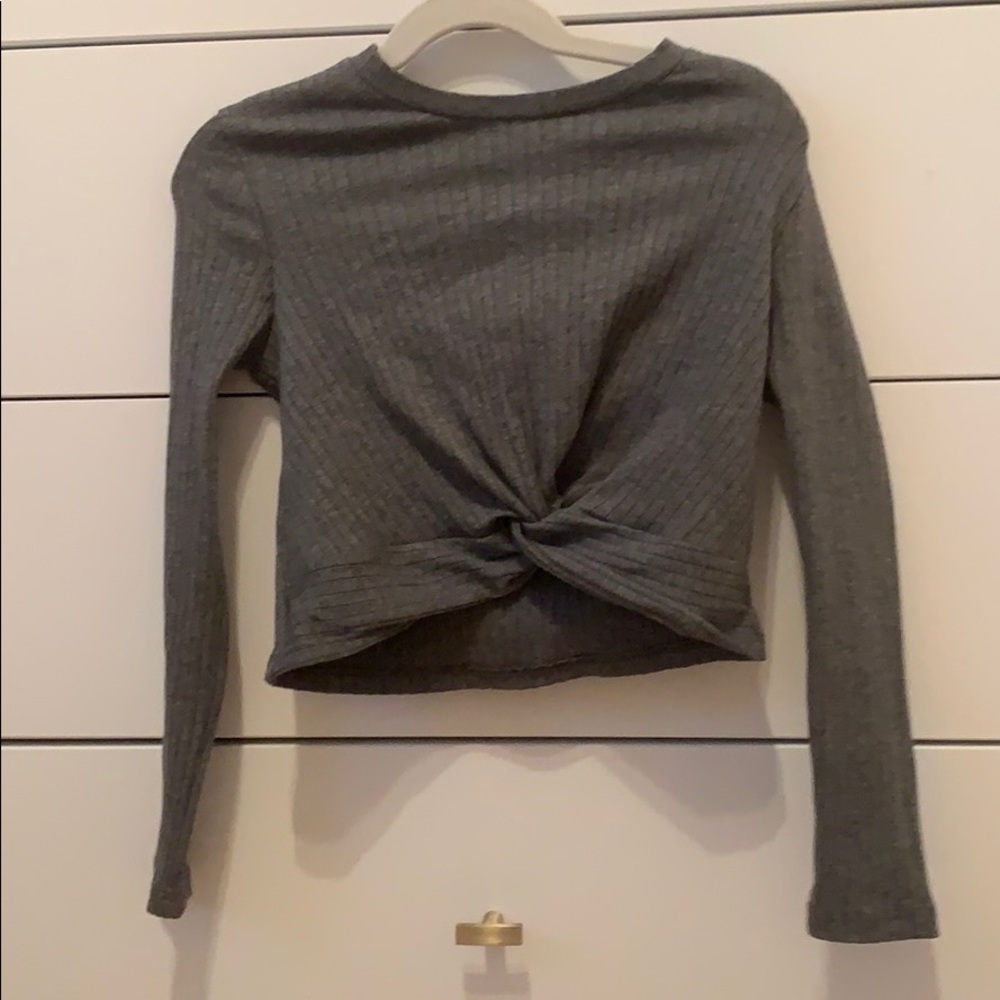 Girl grey pinched long sleeve shirt